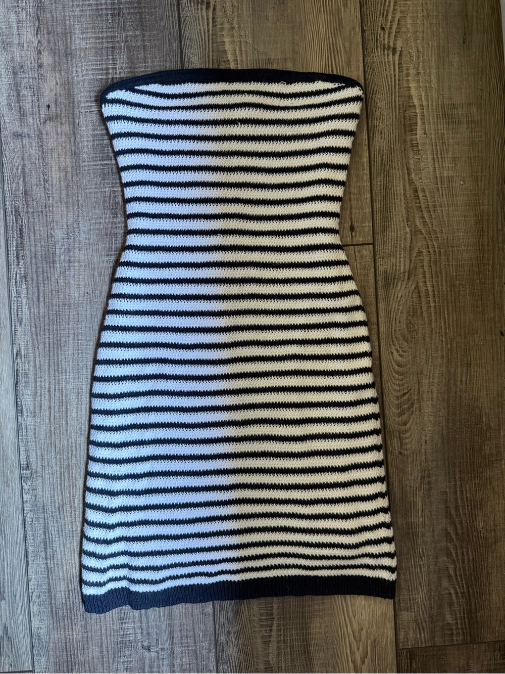 Abercrombie & Fitch Crochet Navy & White Stripe Tube Dress